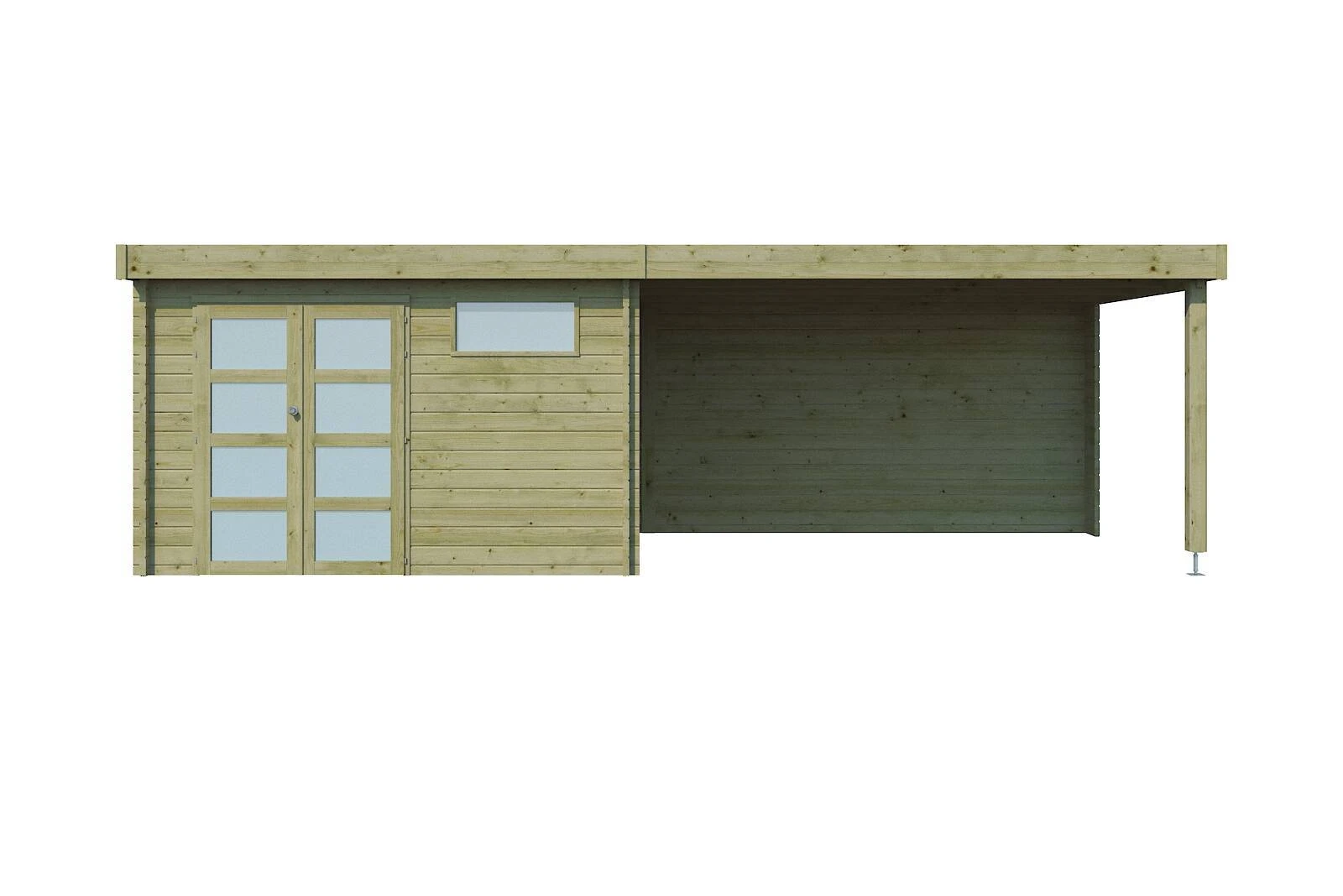 Woodlands Blokhut Modern met Overkapping en Dakisolatie Geïmpregneerd 755 x 295 cm - Afbeelding 1